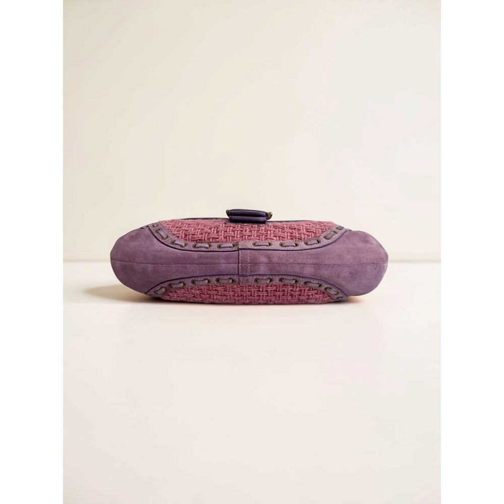 Vintage Coach Pink Tweed Lavender Suede Y2K Soho Flap Bag - Picture 10 of 15